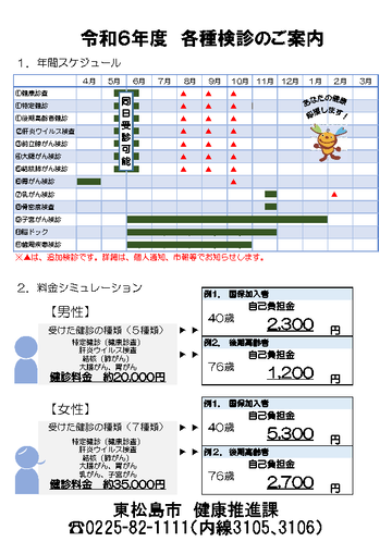 令和6年度　各種検診のご案内